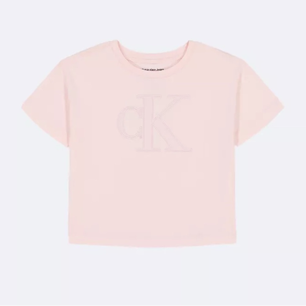 /Calvin Klein Girls Monogram Logo Boxy Tee - New - L